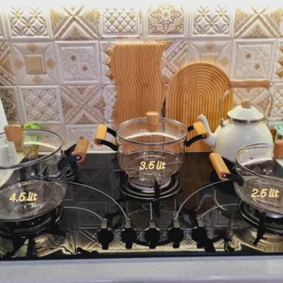 قابلمه پیرکس دسته بامبو