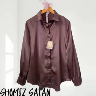 شومیز ساتن قهوه‌ای ترندی