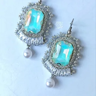 گوشواره جواهردوزی سبزسرد