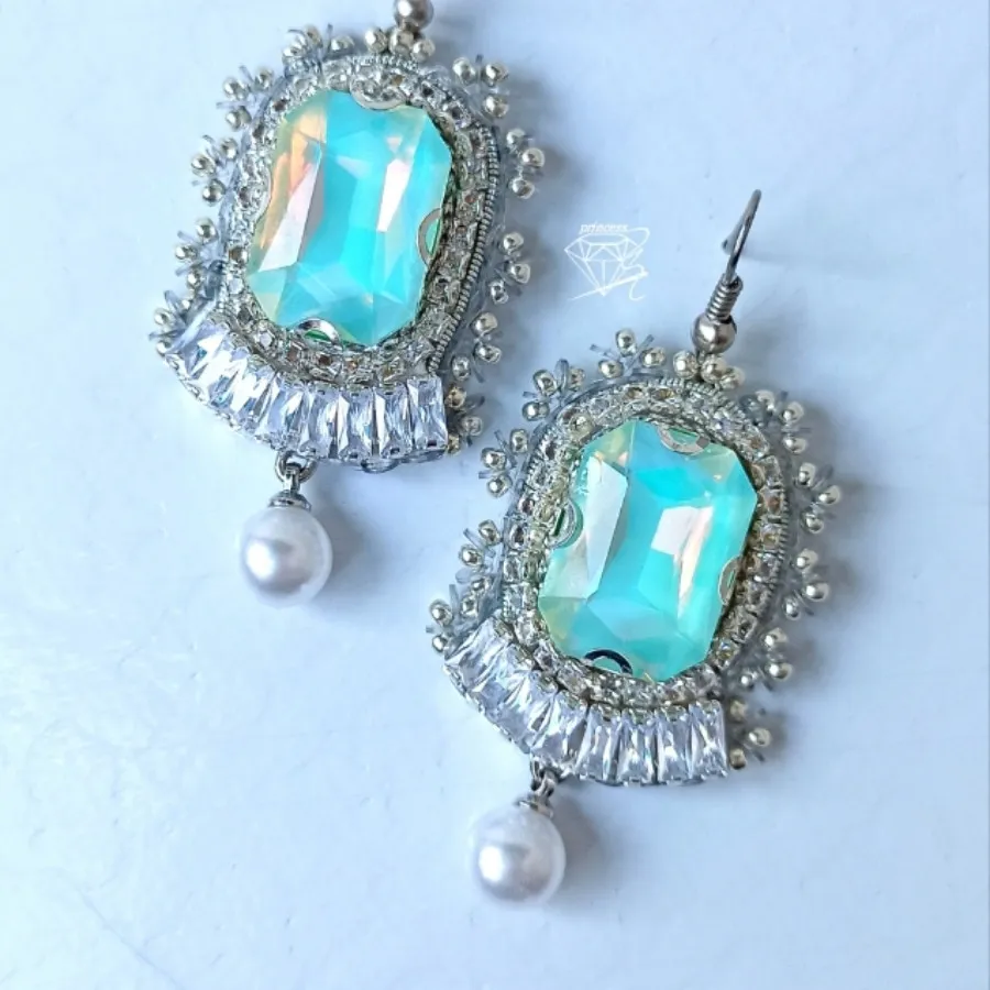 گوشواره جواهردوزی سبزسرد