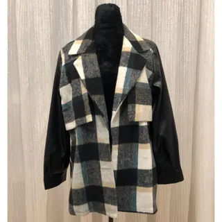 کت چارخانه آستین چرم