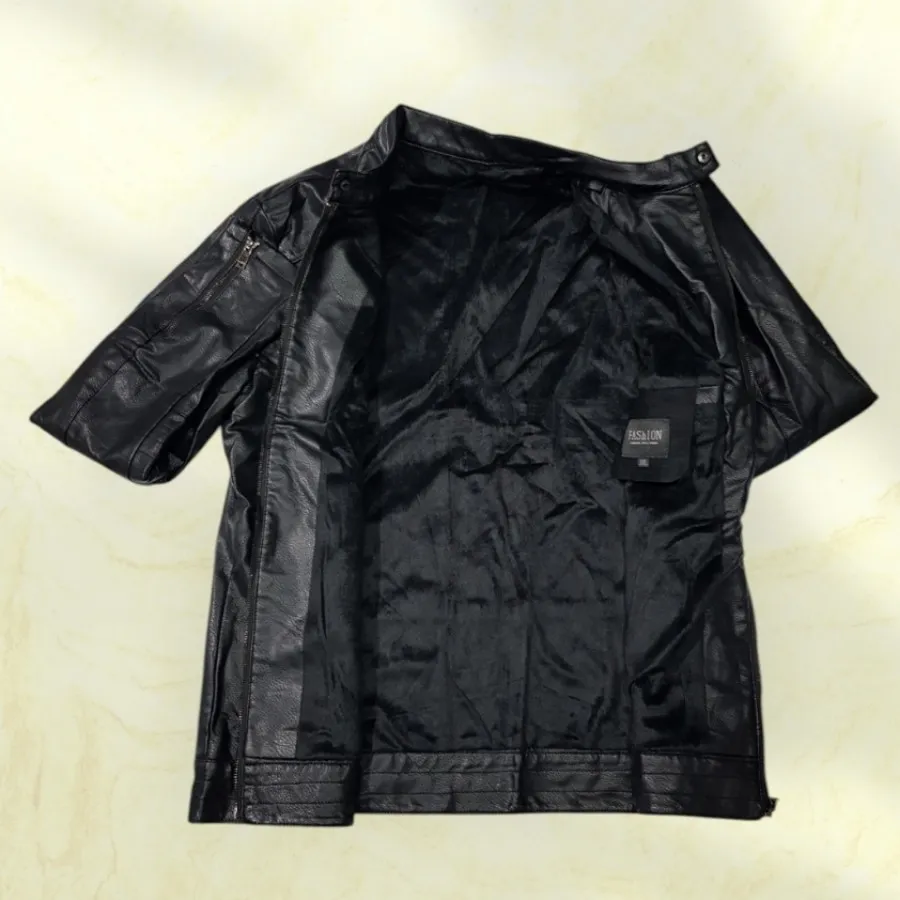 کاپشن چرم مشکی پایبزه