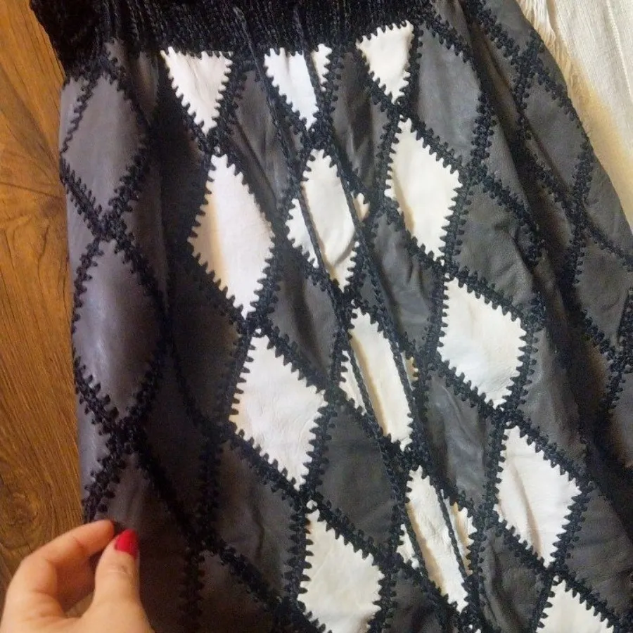 دامن تکه دوزی تمام چرم