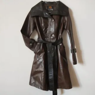 پالتو چرم آستردار قهوه ای