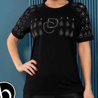 تونیک مشکی نخی پنبه نگینی