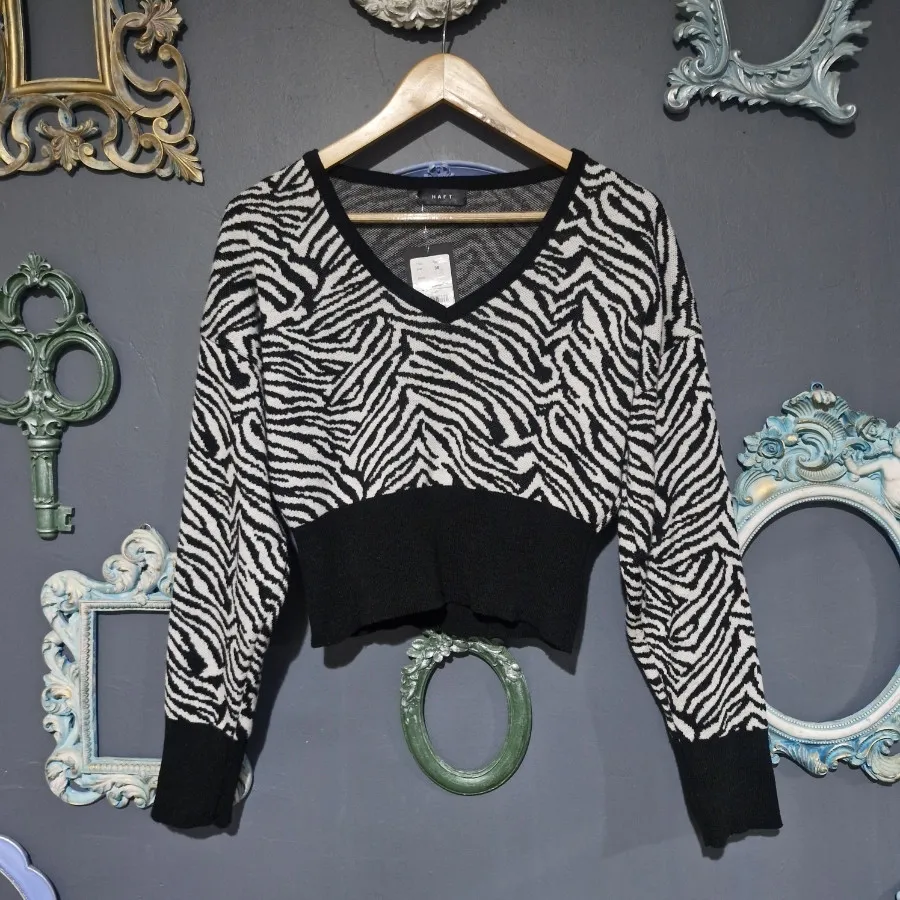 پلیور کراپ طرح زبرا Haft