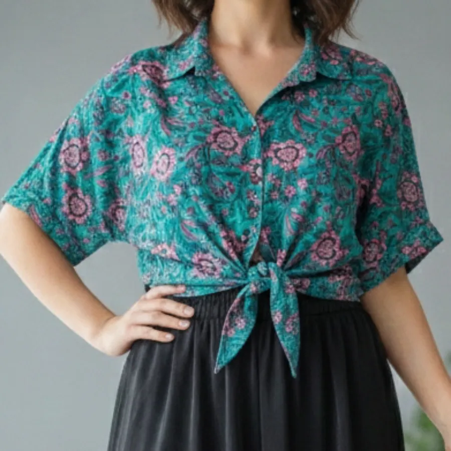 بلوز کتان نخ گره ای