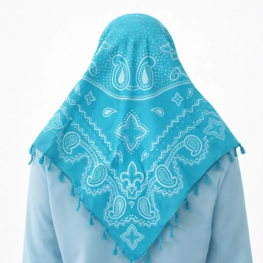 روسری نخی فیروزه ای