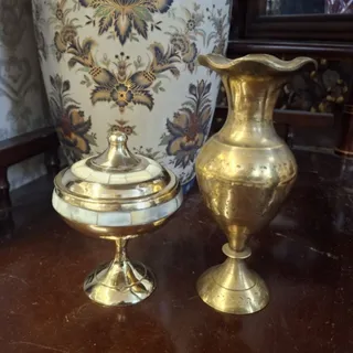 قندان و گلدان برنز صدفی