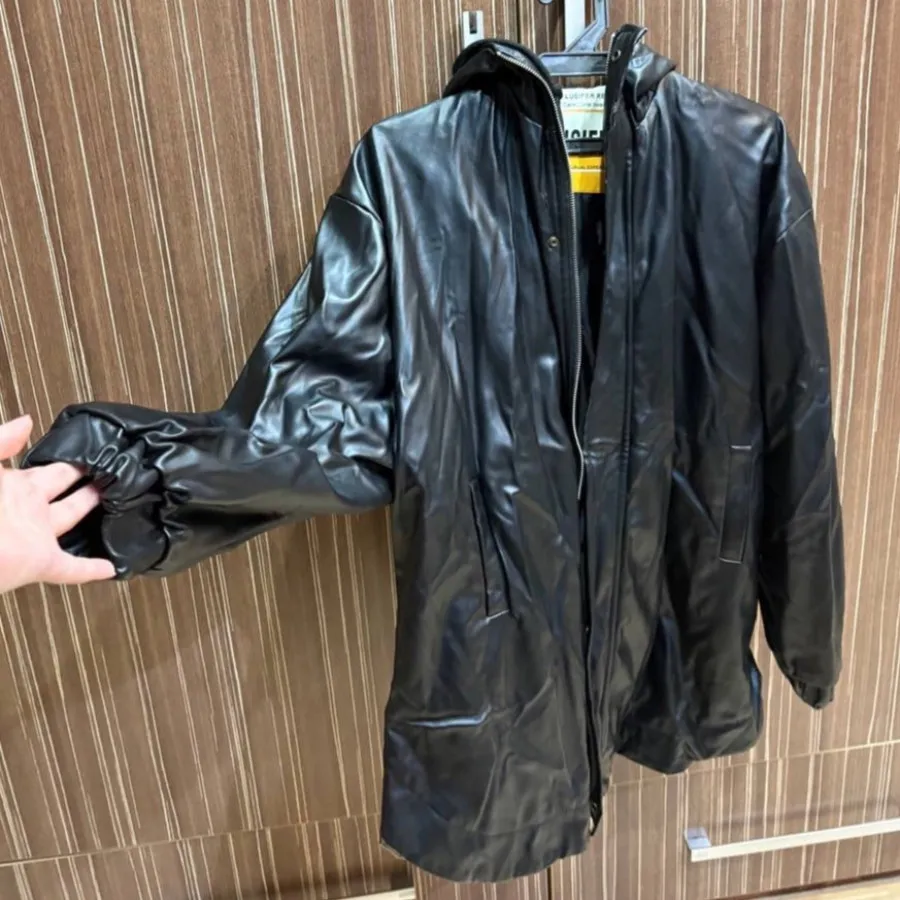 کاپشن مدل چرمی کلاه دار