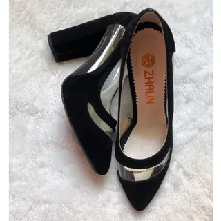 کفش پاشنه بلند مشکی مخملی