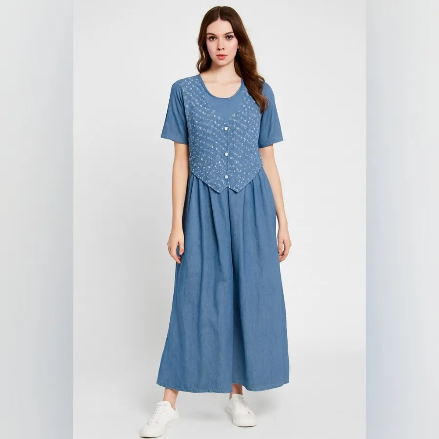 پیراهن جین گلدوزی