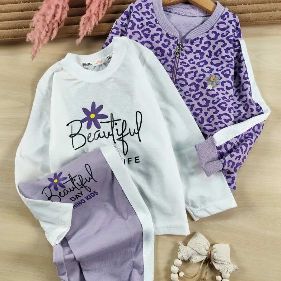 سه تیکه پلنگی طرح برجسته