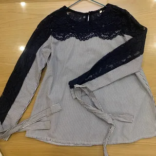 شومیز راه راه گیپوردار