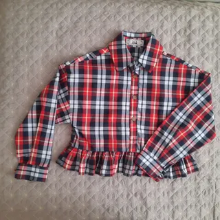 بلوز کراپ چارخونه دخترانه