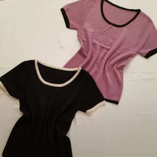 بلوز بافت آستین کوتاه