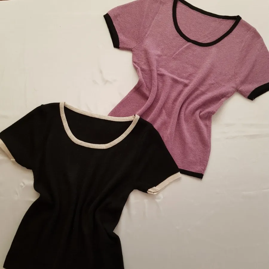 بلوز بافت آستین کوتاه