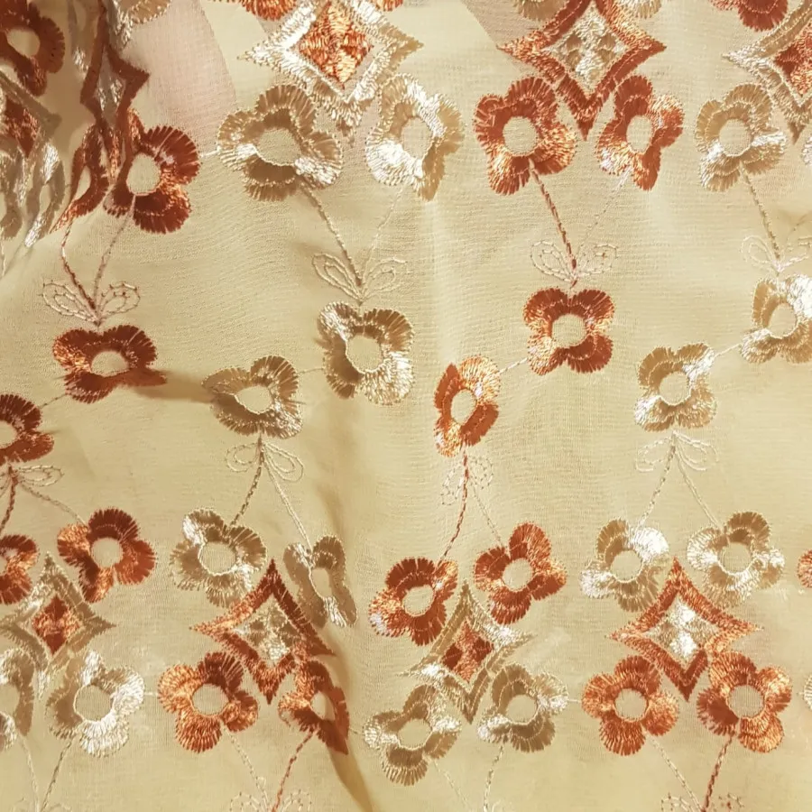 پارچه حریر گلدوزی شده