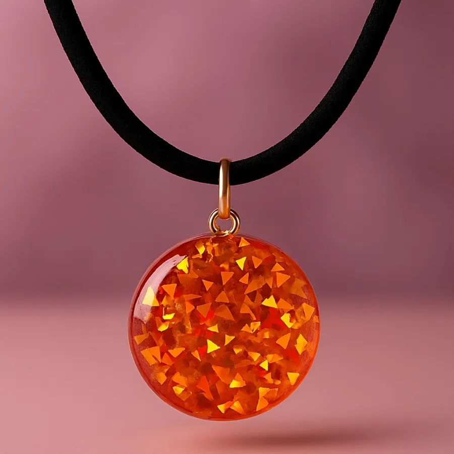 گردنبند رزینی نارنجی