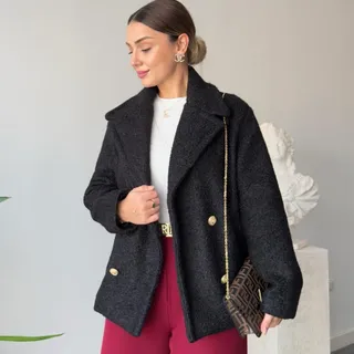 پالتو سرمه ای کتی ZARA