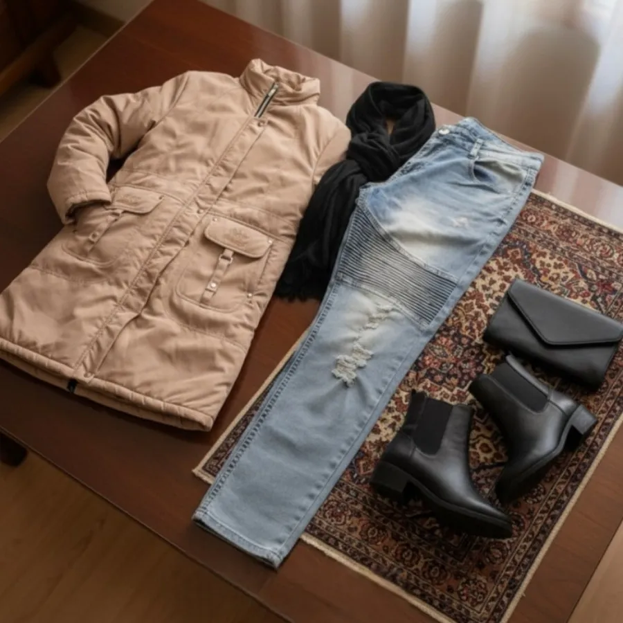 کاپشن و شلوارجین