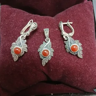 نیم ست نقره سیاه قلم