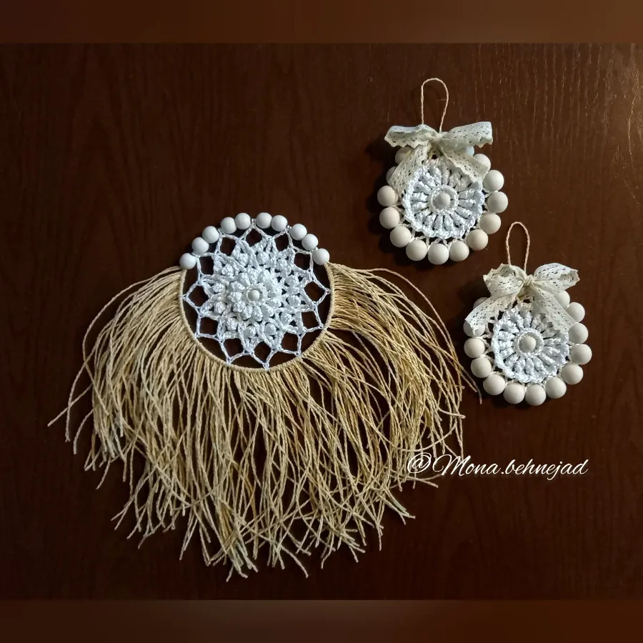 دیوارکوب رافیا و چوب