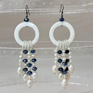 گوشواره صدفی و مرواریدی