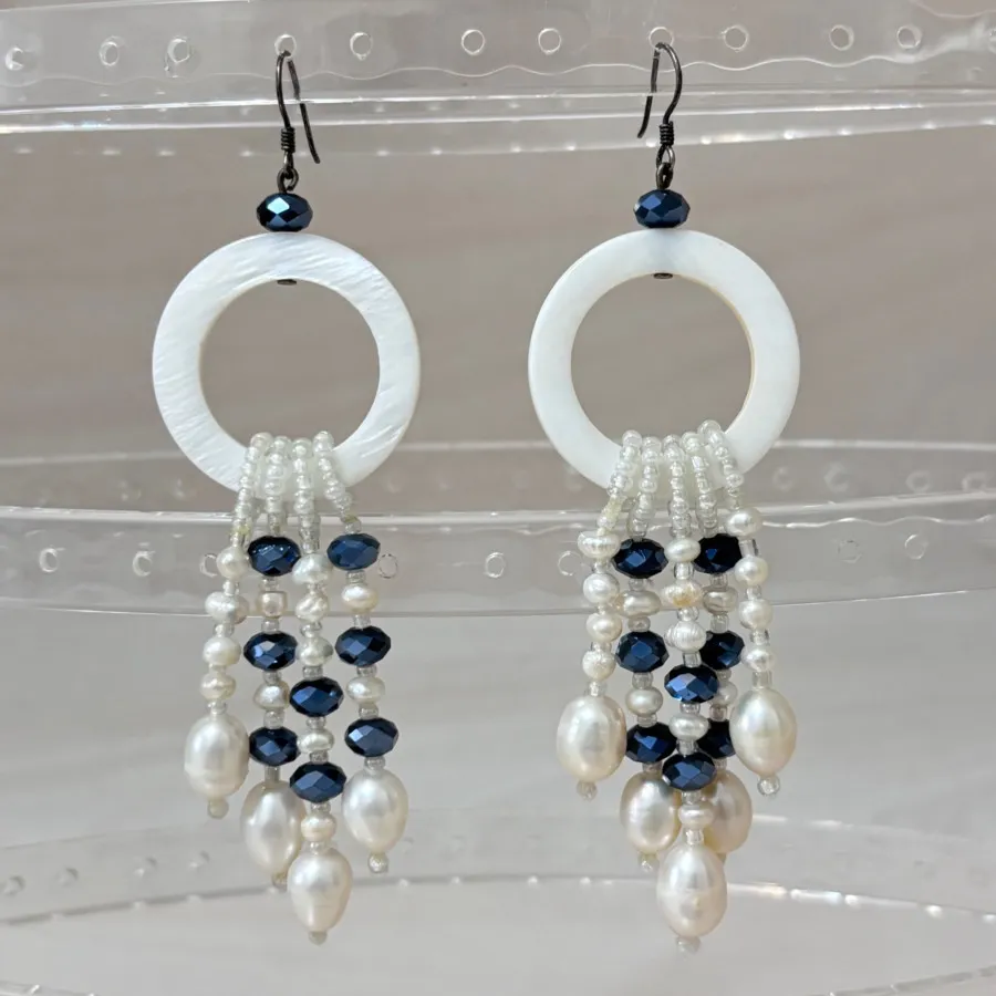 گوشواره صدفی و مرواریدی