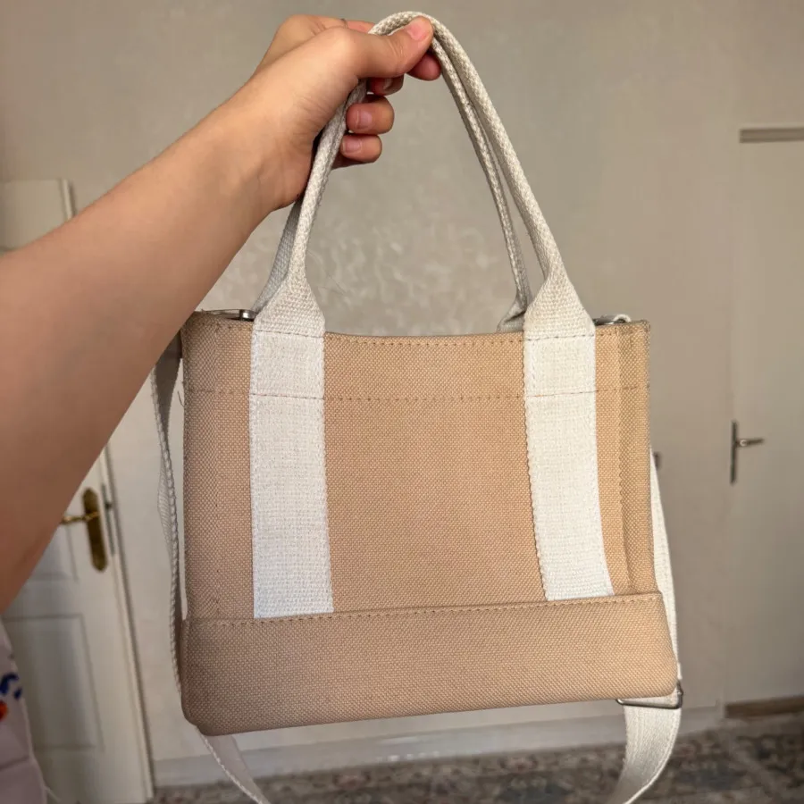 کیف کرمی پارچه ای