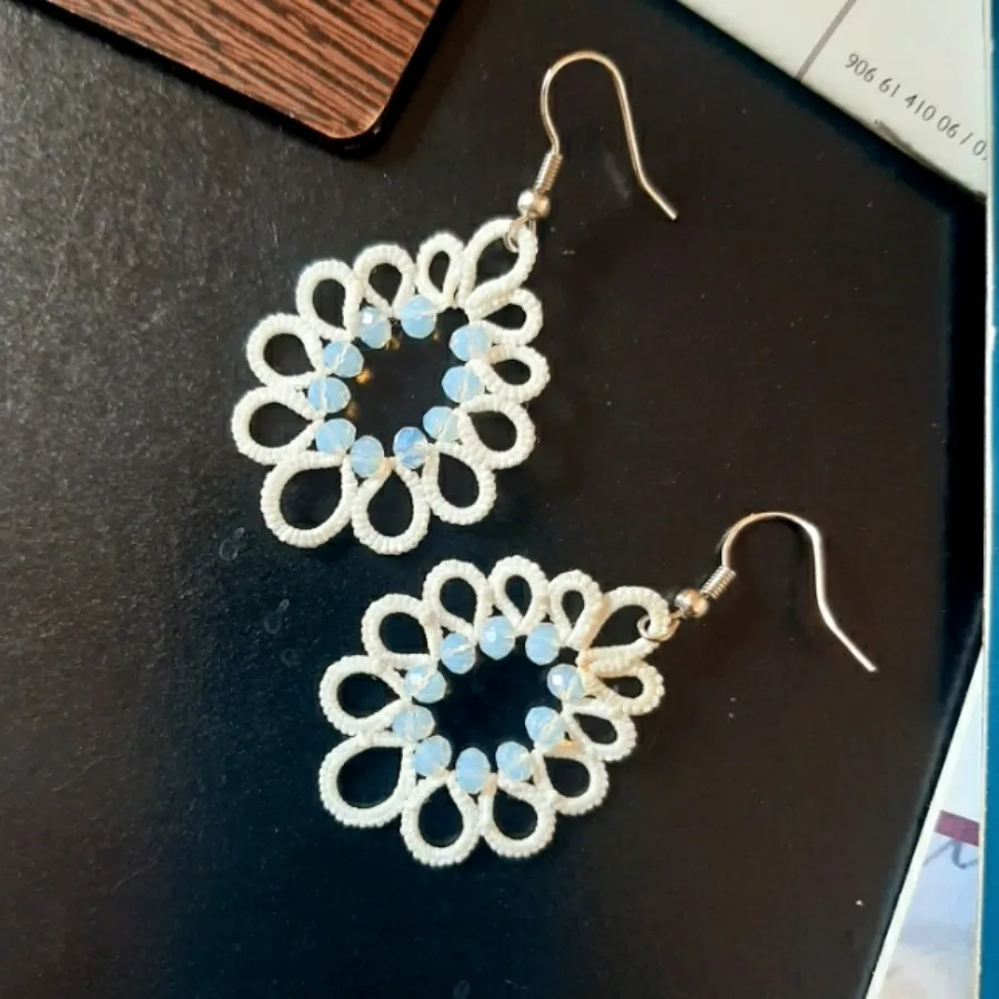 گوشواره دستبافت گیپوربافی