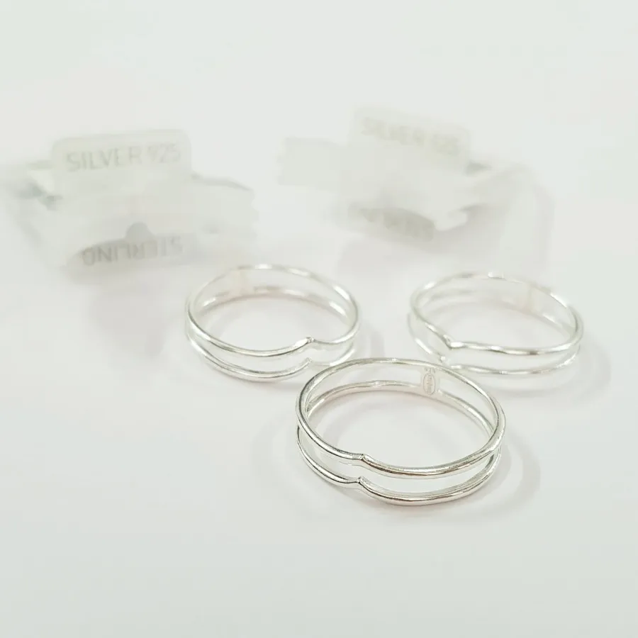 انگشتر دو ردیفه نقره 925