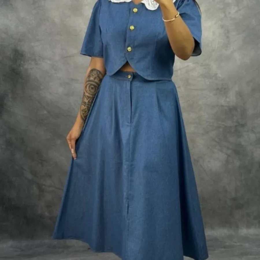 ست بلوز ودامن جین