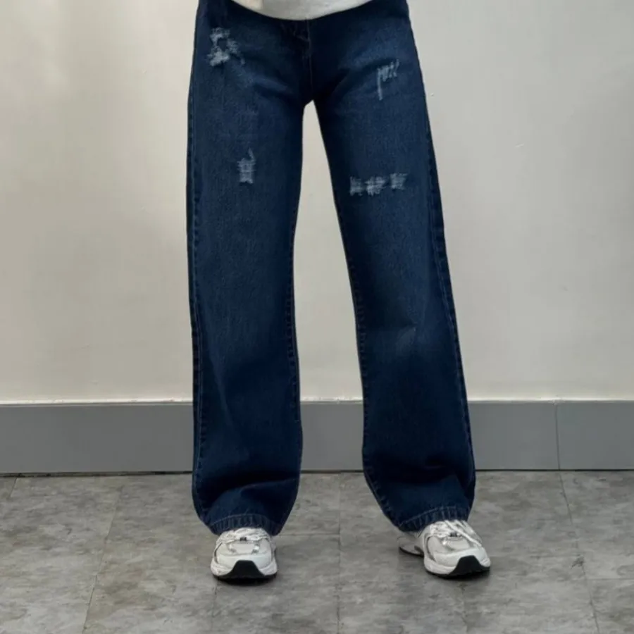 شلوار نیم بگ سرمه ای