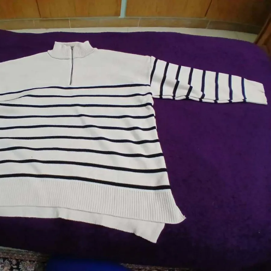 پلیور بافت راه راه کرم نو