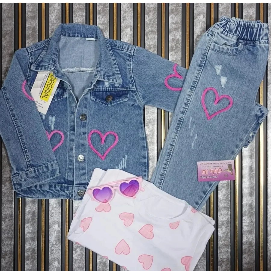 ست 3 تیکه جین دخترانه