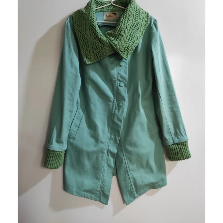 مانتو پاییزی یقه بافت