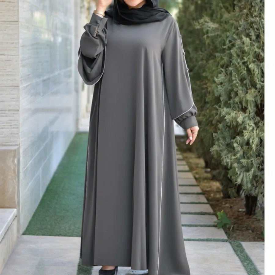 مانتو عبایی طوسی مدادی