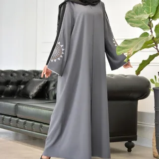 مانتو عبایی بلند طوسی