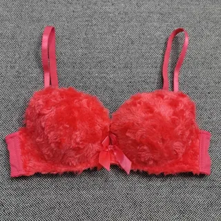 سوتین خز قرمز گوجه ای