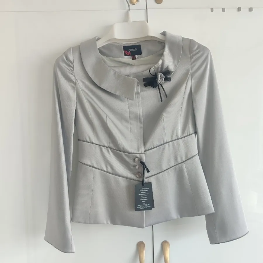 ست کت و دامن طوسی-نقره‌ای