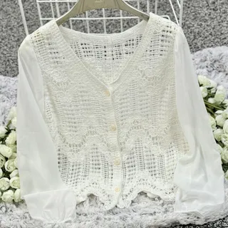 کراپ قلاب دوزی آستین حریر