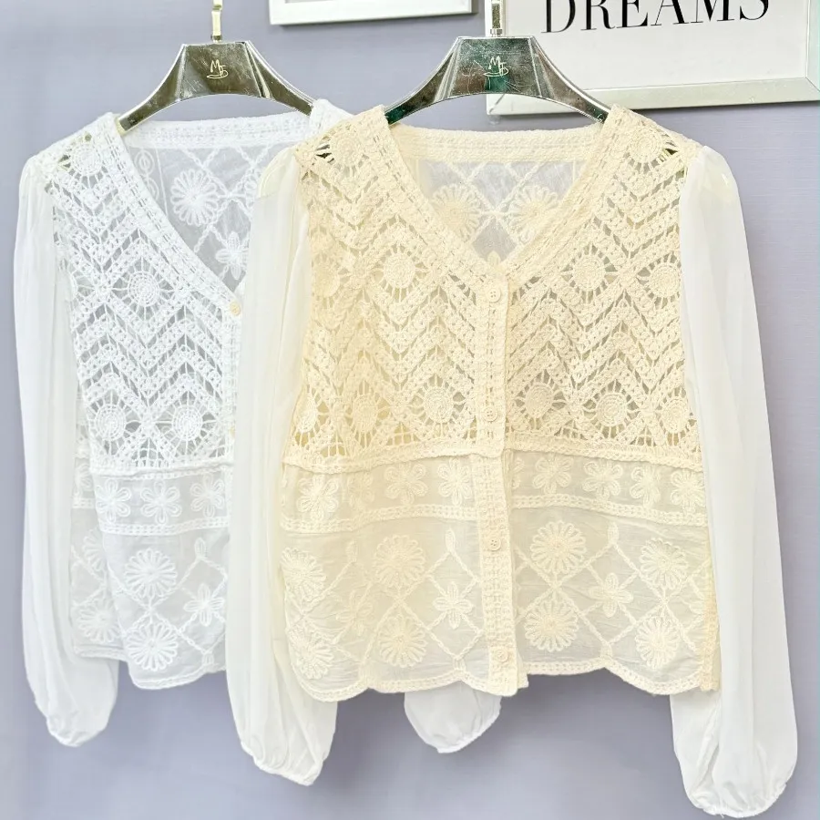 کراپ قلاب بافی آستین حریر