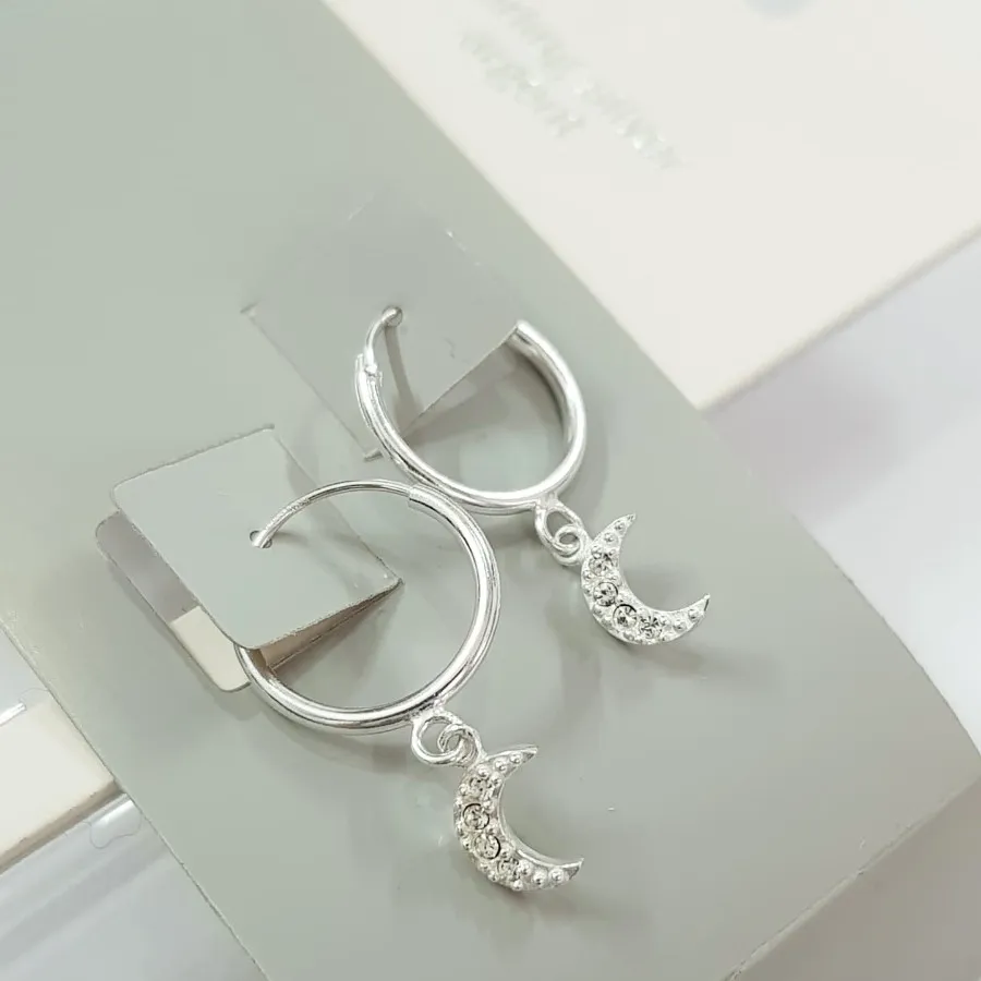 گوشواره نقره 925 آویز ماه