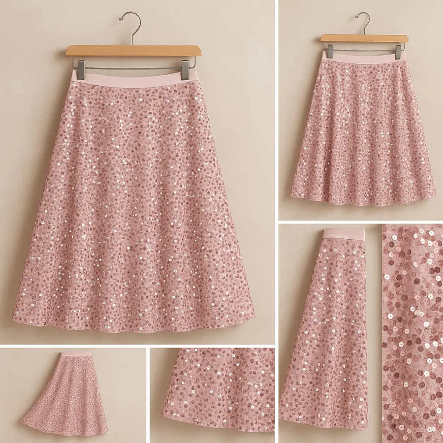 دامن مخمل پولکی