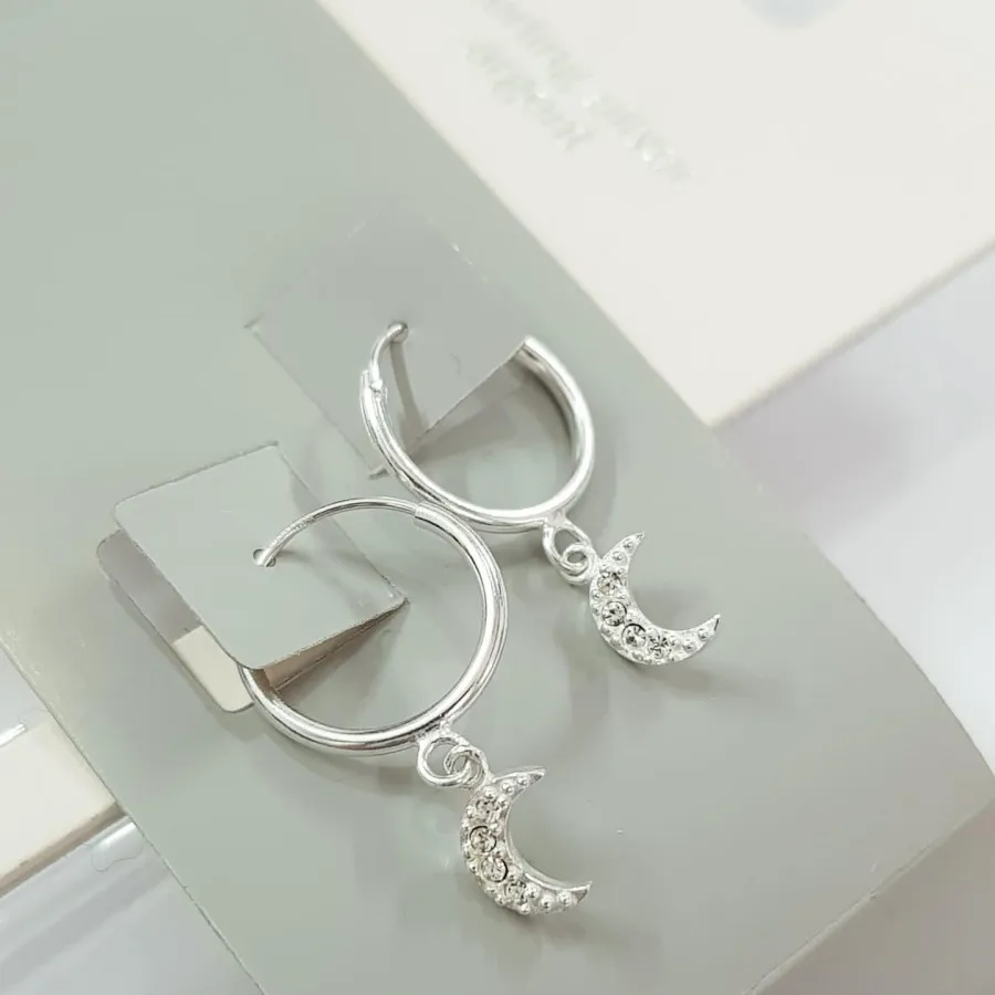 گوشواره نقره 925 آویز ماه