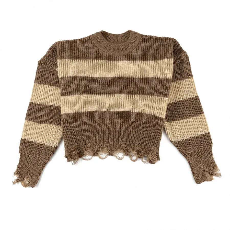 بافت زنانه قهوه ای کرم