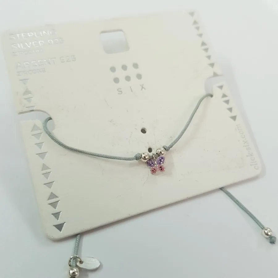 دستبند پلاک پروانه نقره