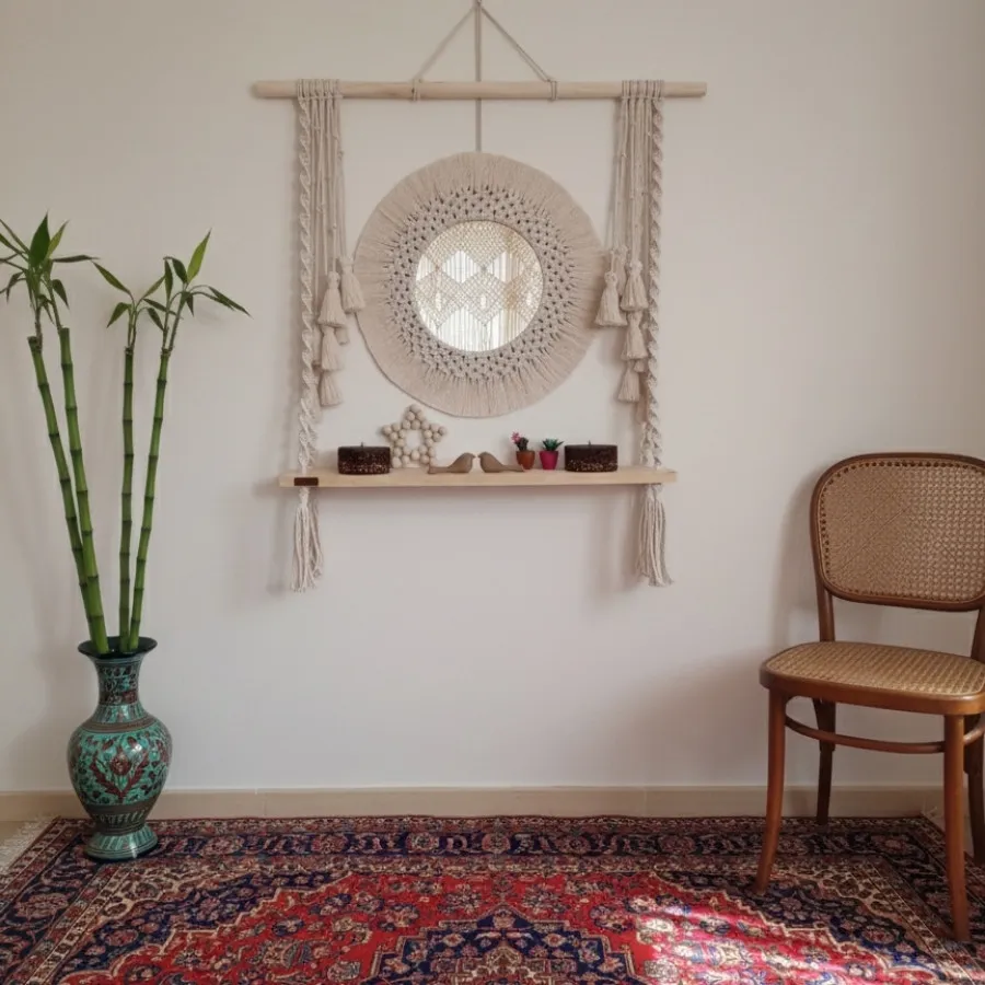 آینه و شلف مکرومه بافی