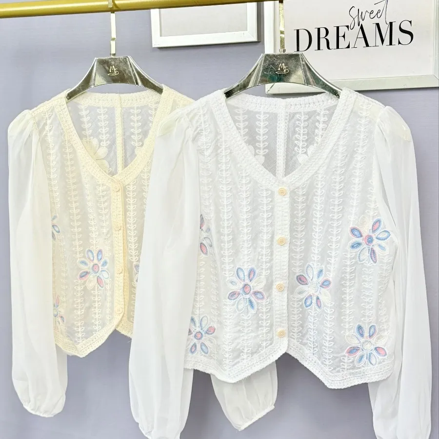 کراپ قلاب بافی آستین حریر